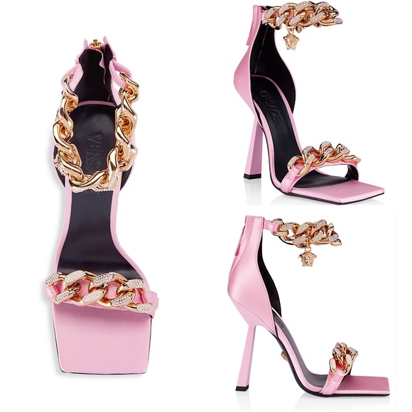 Versace Shoes - New Versace Crystal Chain High-Heel Sandals Pink 37 $1,725